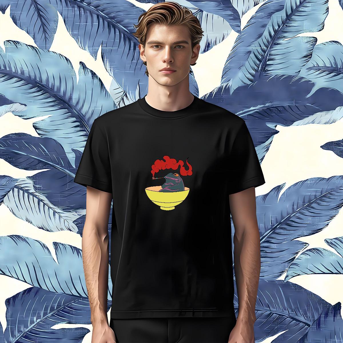 2024 Designer Mens T Shirts 100% Cotton 230g Frog Anime Printing Street Polos O Neck Short Sleeves Loose Men Tops Tees Black White