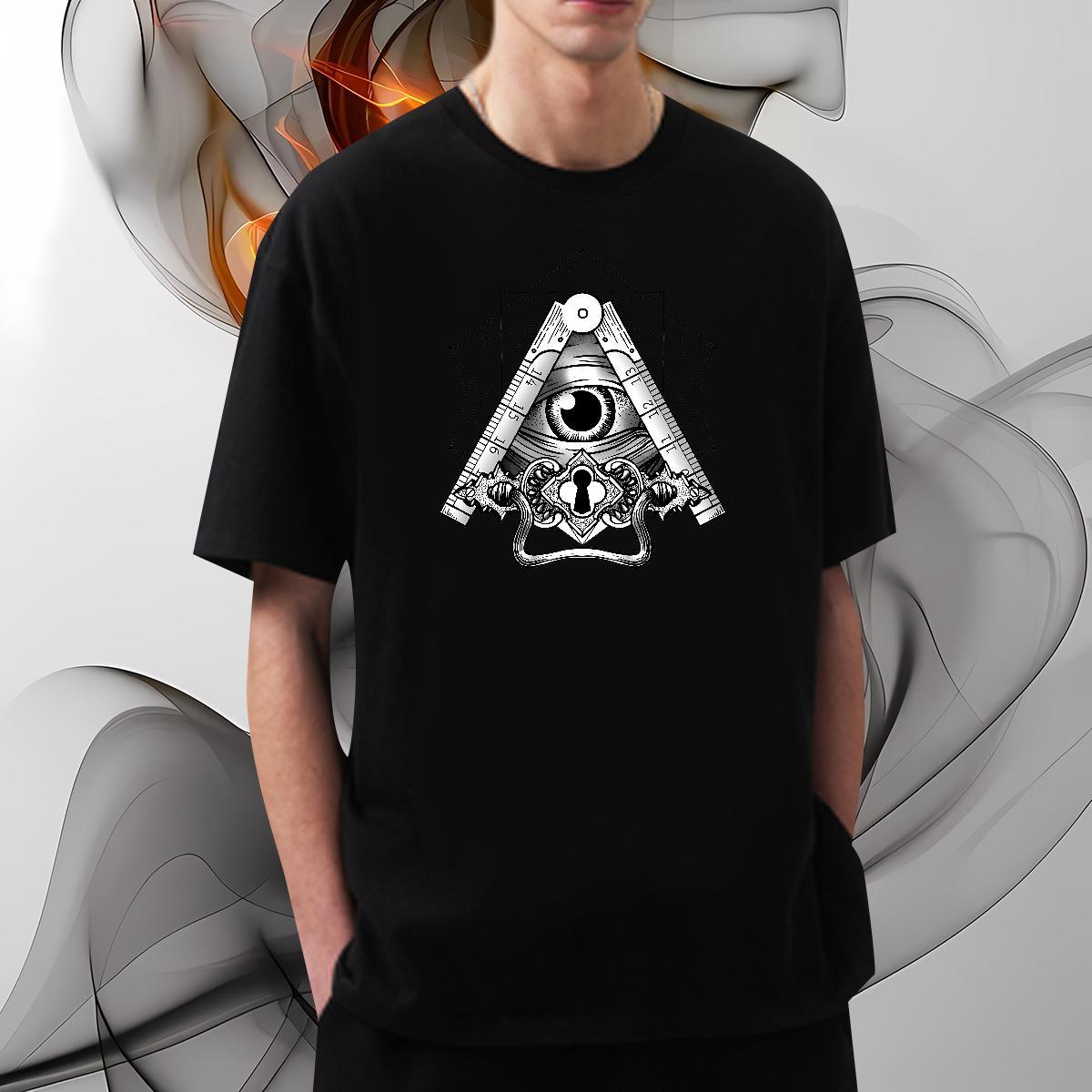 Classic Casual T-Shirts for Men eye of the devil Tops 230g 100% Cotton Sports Casual TOP Quality Asian Size O-Neck Short Sleeve Mens Tshirts