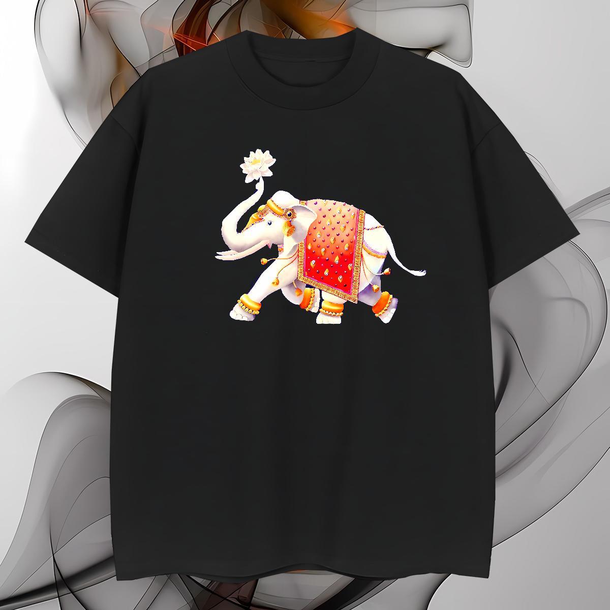 Men T Shirts 230g Pure Cotton elephant Street Crew Neck Cartoon Print Couples T Shirts New Designer Cool Design Tops Tees