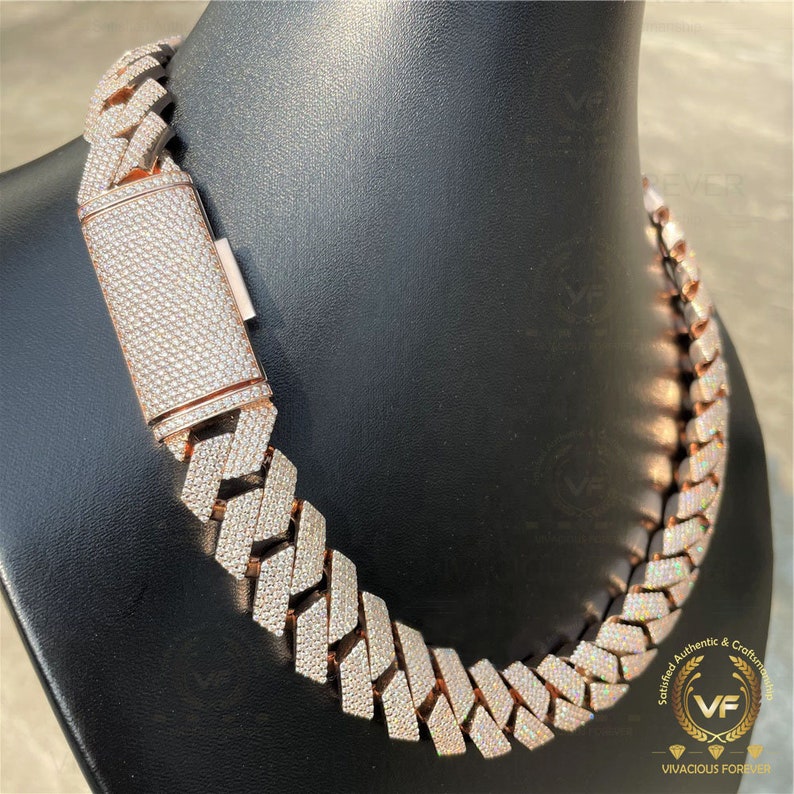necklace moissanite chain Custom 20mm Width Miami Cuban Link Real S925 Heavy Hip Hop Chain Vvs Moissanite Chain Cuban