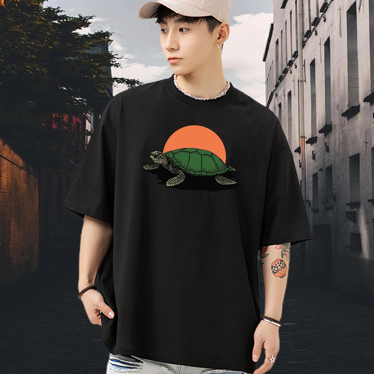 New Arrival T Shirts Men 230g 100% Cotton tortoise Outdoor Wear Crew Neck Breathable TOP Quality Men Tshirts Floral Print
