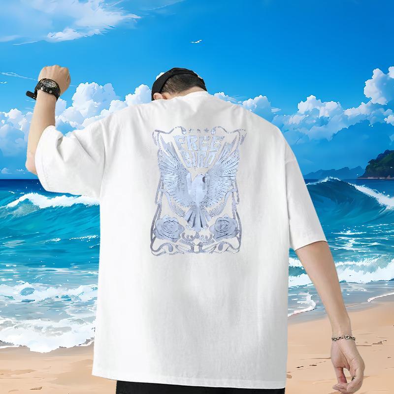 Stylist T Shirts Men 230g 100% Cotton cool Casual Tops Shirt O Neck Short Sleeves Cool Tshirts Plus Size Cartoon