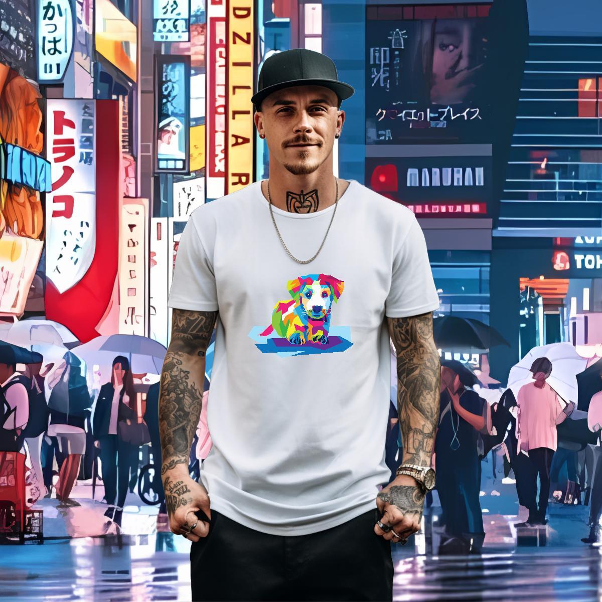 Wholesale Mens T Shirts 100% Cotton 230g dog Casual Beach Top Tees Breathable Short Sleeve High Quality Couples T Shirts Custom Cartoon