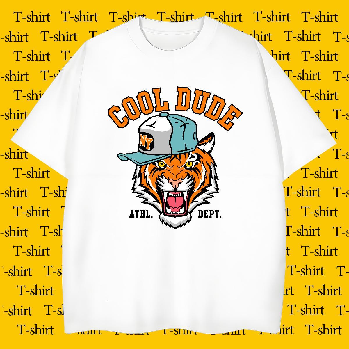 Wholesale Couples T Shirts 230g Pure Cotton tiger T-Shirts Home Outdoor O Neck Short Sleeves Oversized 4XL 2024 Tops Shirt