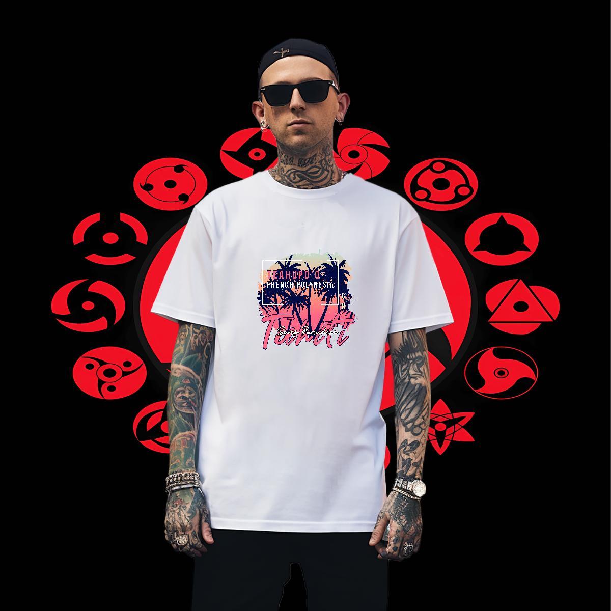 Loose Fit Men Tees 230g Cotton Anime Printing Street DIY Anime Round Neck Short Sleeve Factory Direct Man T Shirts Tops