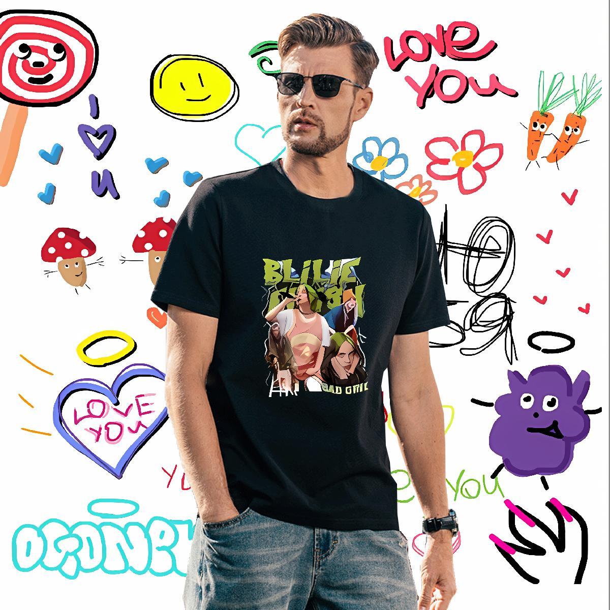T shirt 230g Pure Cotton person Outdoor O-Neck Short Sleeve DIY Anime Men Tees Fashion Cool Design Tshirts