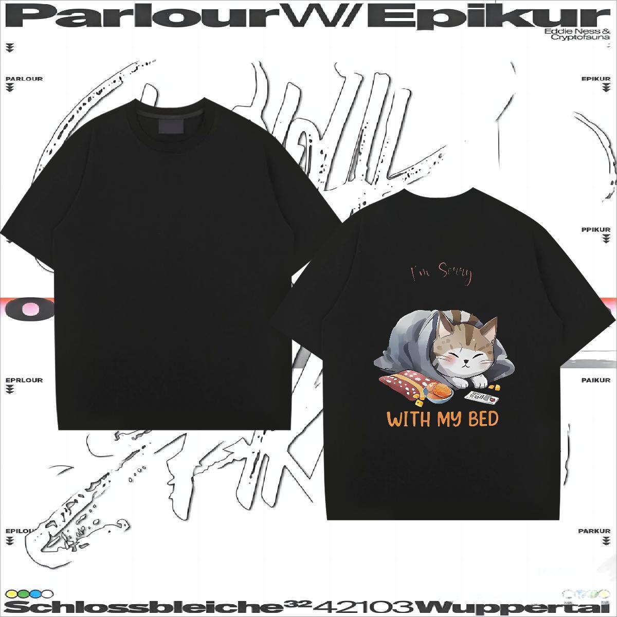 Designer Fashion T Shirt For Man 230g Cotton cat High Street Hip Hop Tees O Neck Short Sleeves Cool Design Men Clothes T-Shirt Plus Size Cartoon