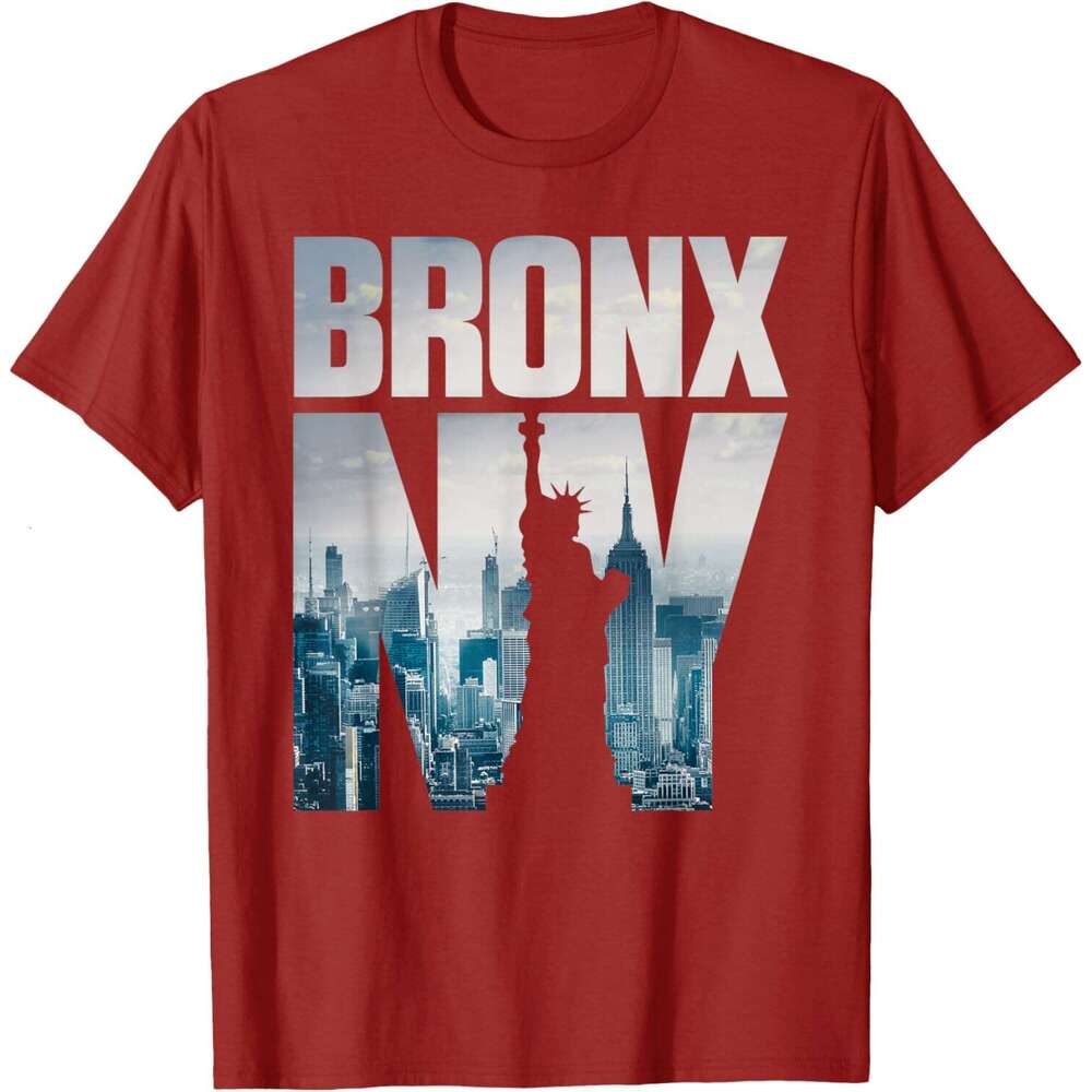 T shirt Mens Bronx NYC New York City Skyline Illustration Graphic Design T-Shirt shirts tshirt graphic tee Casual tops summer clothes Short sleeve Fre