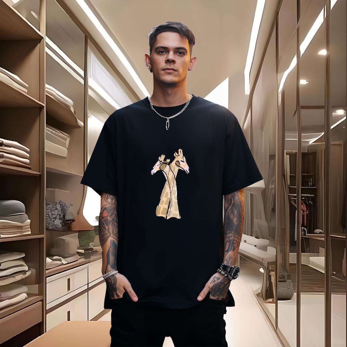 Men T Shirts 230g Cotton Deer Home Outdoor O-Neck Short Sleeve Oversized 4XL Couples T Shirts Classic Cool Tees