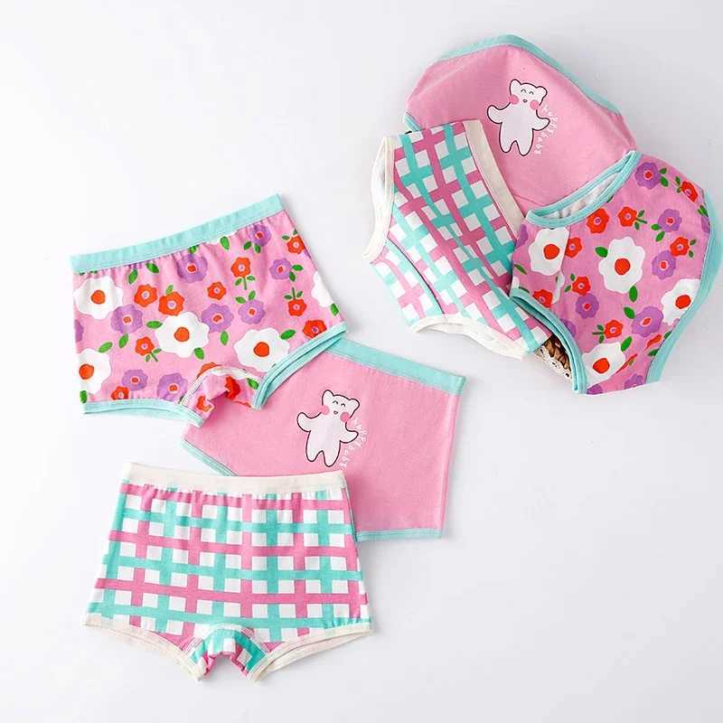 TECHOME 3Pcs/Lot Childrens Underwear Chirdren Underwear Cute Girls Underwear Flower Cute Pants Baby Cotton Underwear ColorW240715