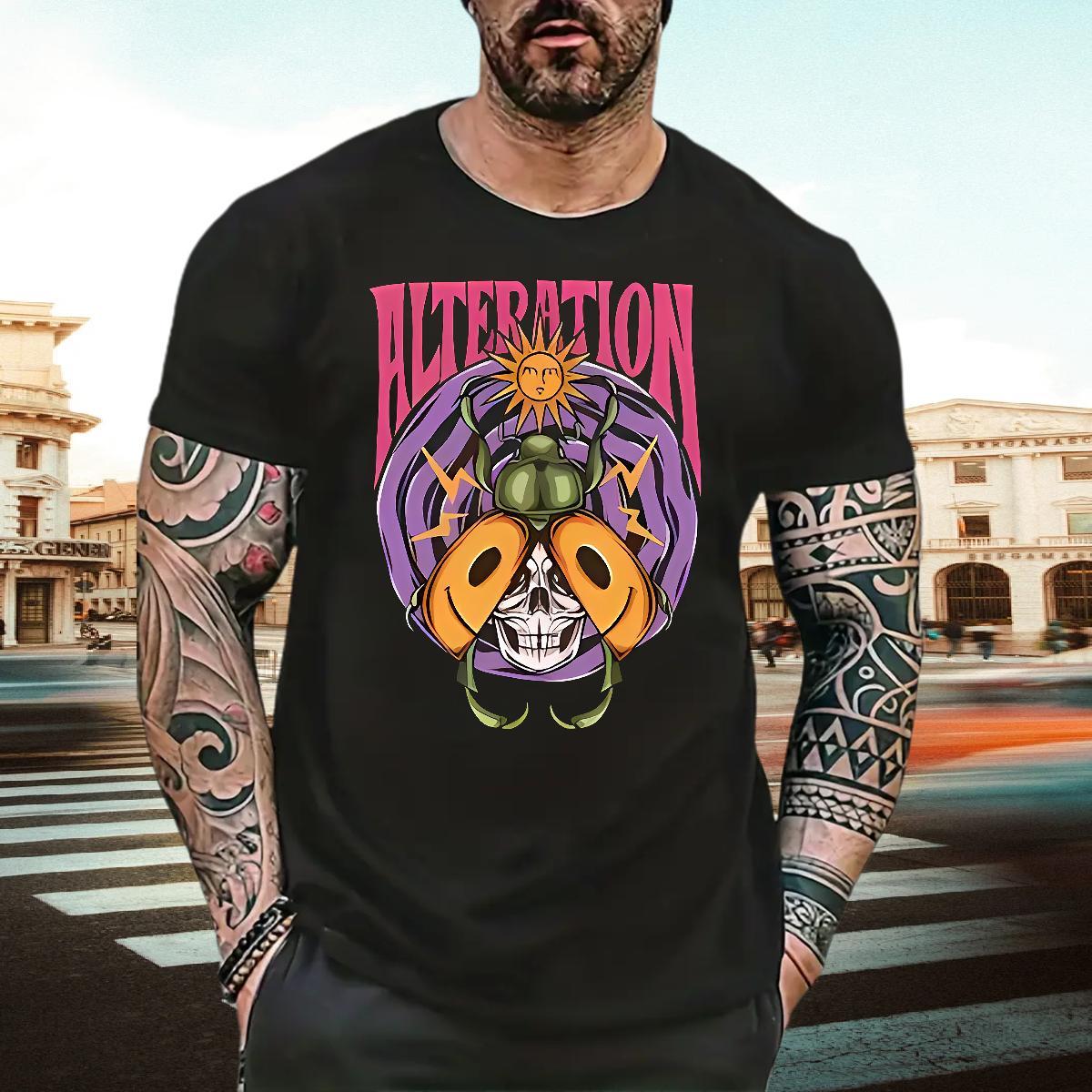 2024 New T shirt 230g 100% Cotton skull Street wear Hip Hop Wear Breathable Short Sleeve Popular Mens Tshirts Custom Cartoon
