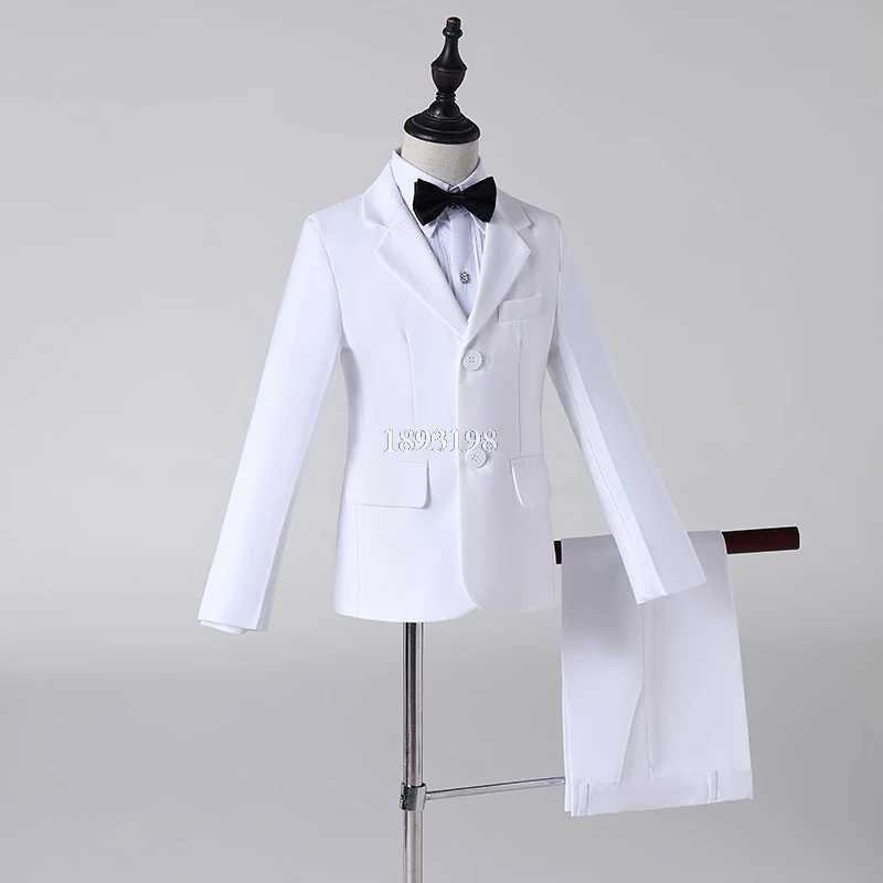 Suits Child White Formal 3pcs Suit Set Flower Boys Wedding Party Baptism Host Dress Costume Kids Blazer Pants Vest/shirt Clothes Set