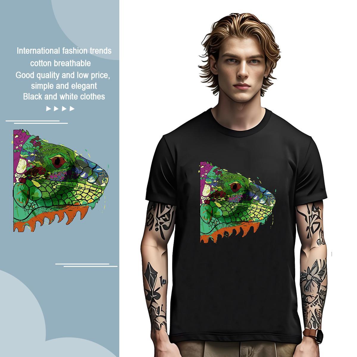 High Quality Men Tees 100% Cotton 230g fish head Man T Shirts Hip Hop Street Breathable Short Sleeve Customized Print 2024 DIY Polos