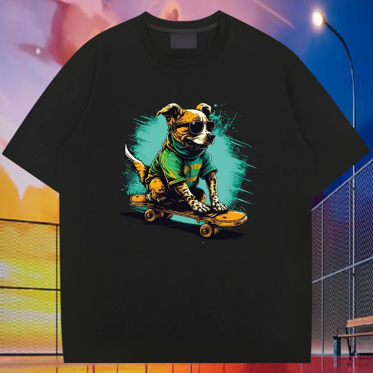 Customized T Shirt For Man 100% Cotton 230g dog Casual Beach Clothings Short Sleeve Soft Loose Fit Men Tees Custom Anime