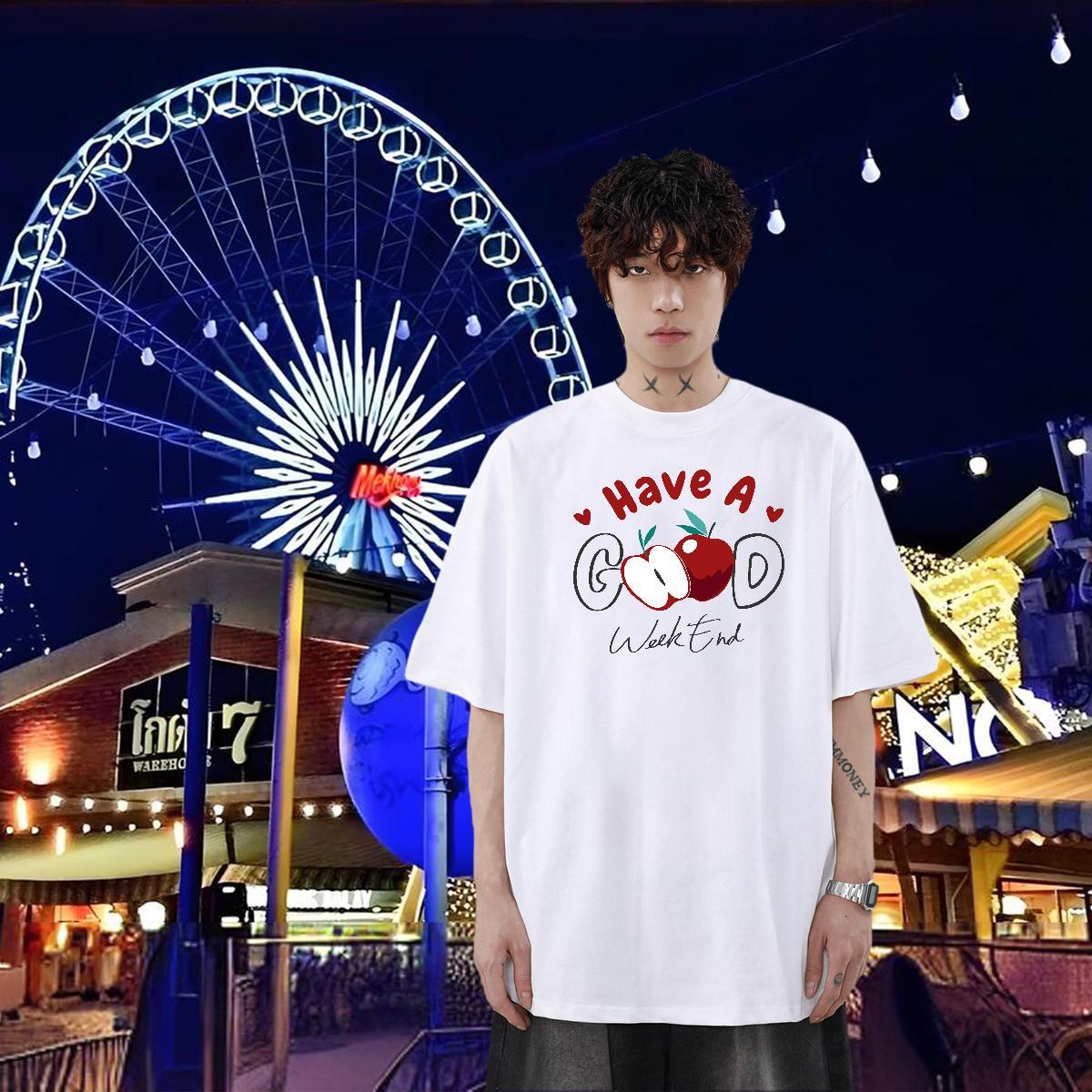 DIY T-Shirts for Men 230g Pure Cotton flower Outdoor Tees O Neck Short Sleeves High Quality Men Tshirts DIY Anime