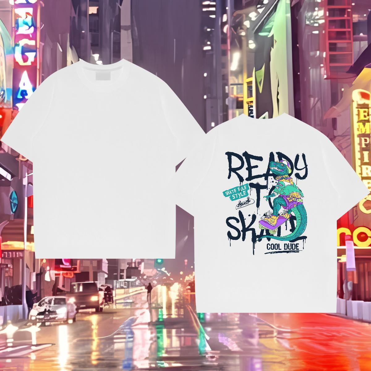 Classic Casual T shirt 230g 100% Cotton dinosaur Beach Tshirts Short Sleeve O-Neck Designer Mens Tshirts Anime