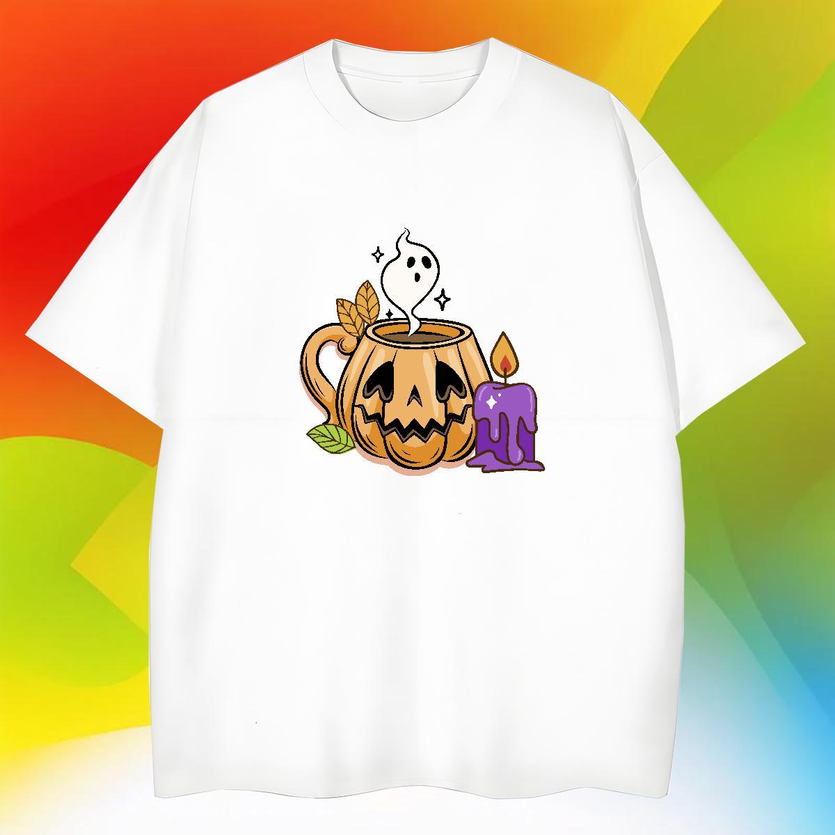 Fashion Casual T shirt 230g Pure Cotton pumpkin Home Outdoor Tops Shirt Round Neck Short Sleeve Free Shipping Mens Tshirts DIY Printed