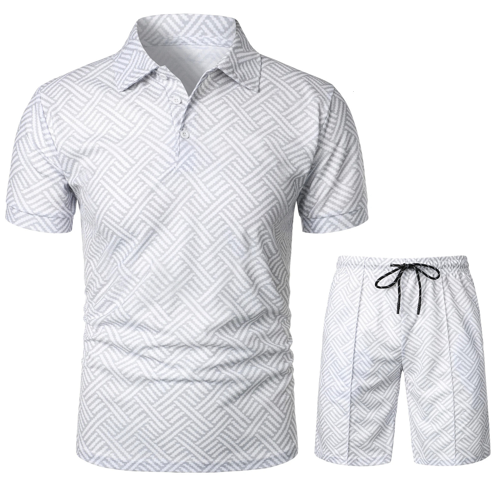 Mens summer fashion casual 3D printed Polo shirt lapel casual suit 240816