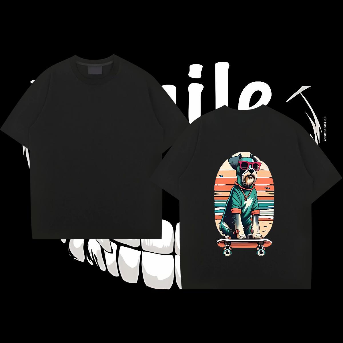 2024 New T shirt 230g Cotton dog Anime Printing Street Polos O Neck Short Sleeves Designer Men Clothes T-Shirt Custom Printed