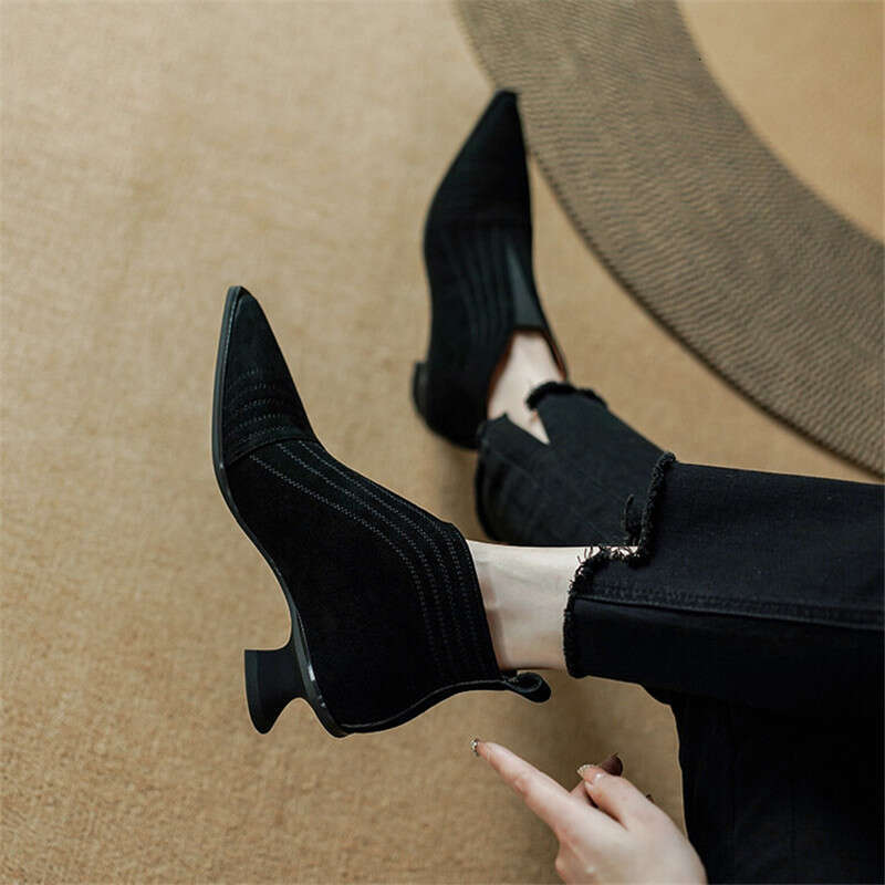 New Winter Sheep Suede Pointed Toe For Women Autumn Fashion Ankle Boots Concise Ladies Shoes Zapatos De Mujer
