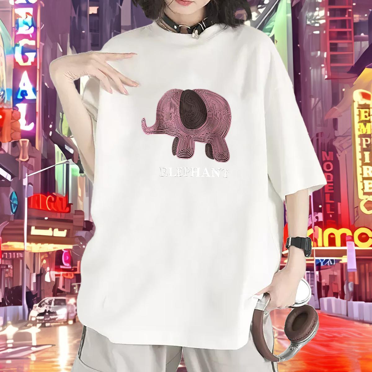 Lady T-Shirts Crew Neck Breathable Women Tees Customized Print Elephant Sport 230g Pure Cotton 2024 Tee Shirt