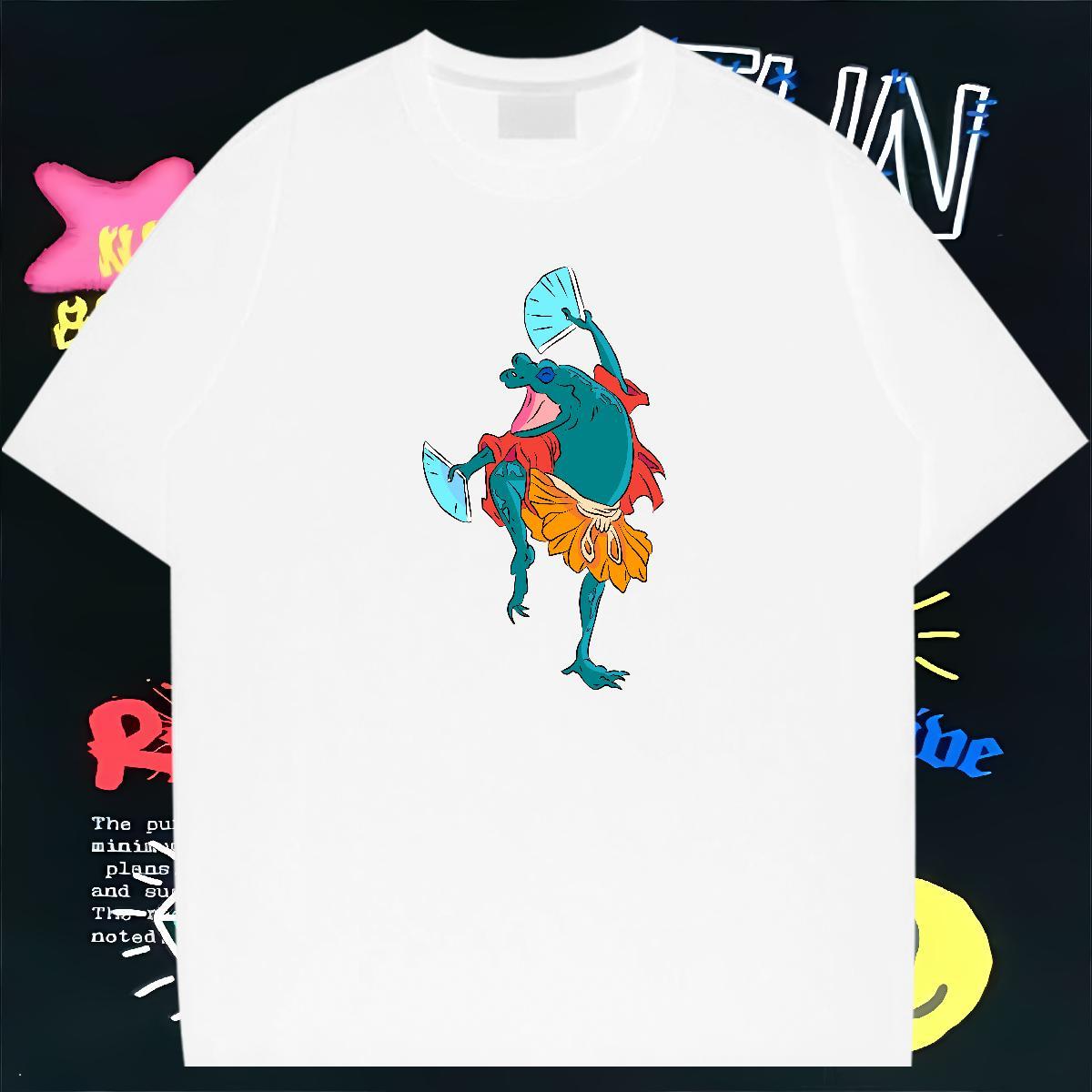 2024 New Man T Shirts 230g 100% Cotton Frog Street Wear Clothes Short Sleeve Soft Free Shipping Men Tees Floral Print