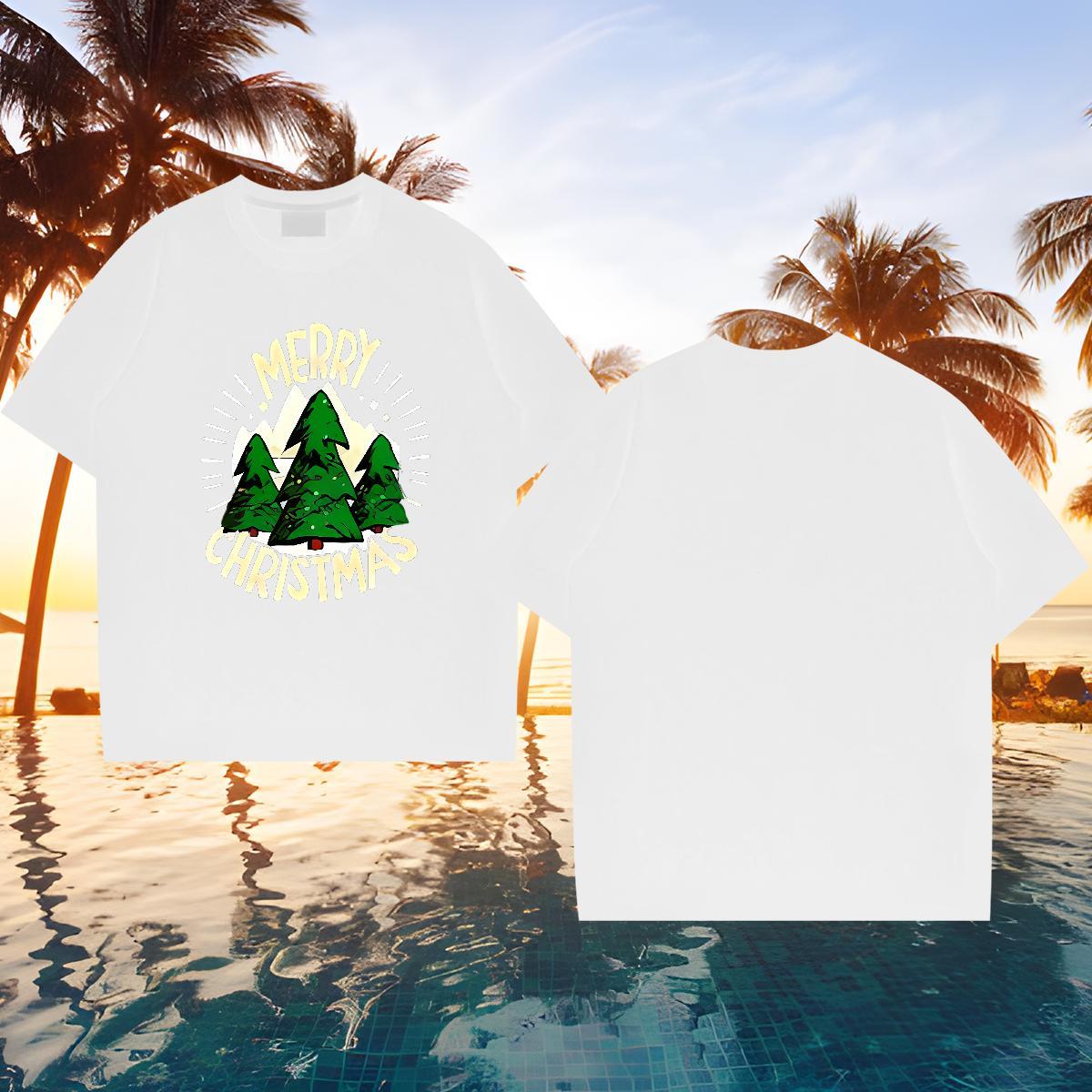 TOP Quality Men Clothes T-Shirt 230g 100% Cotton Christmas T Shirts Men Spring Summer Round Neck Short Sleeve Custom Anime Wholesale Wear