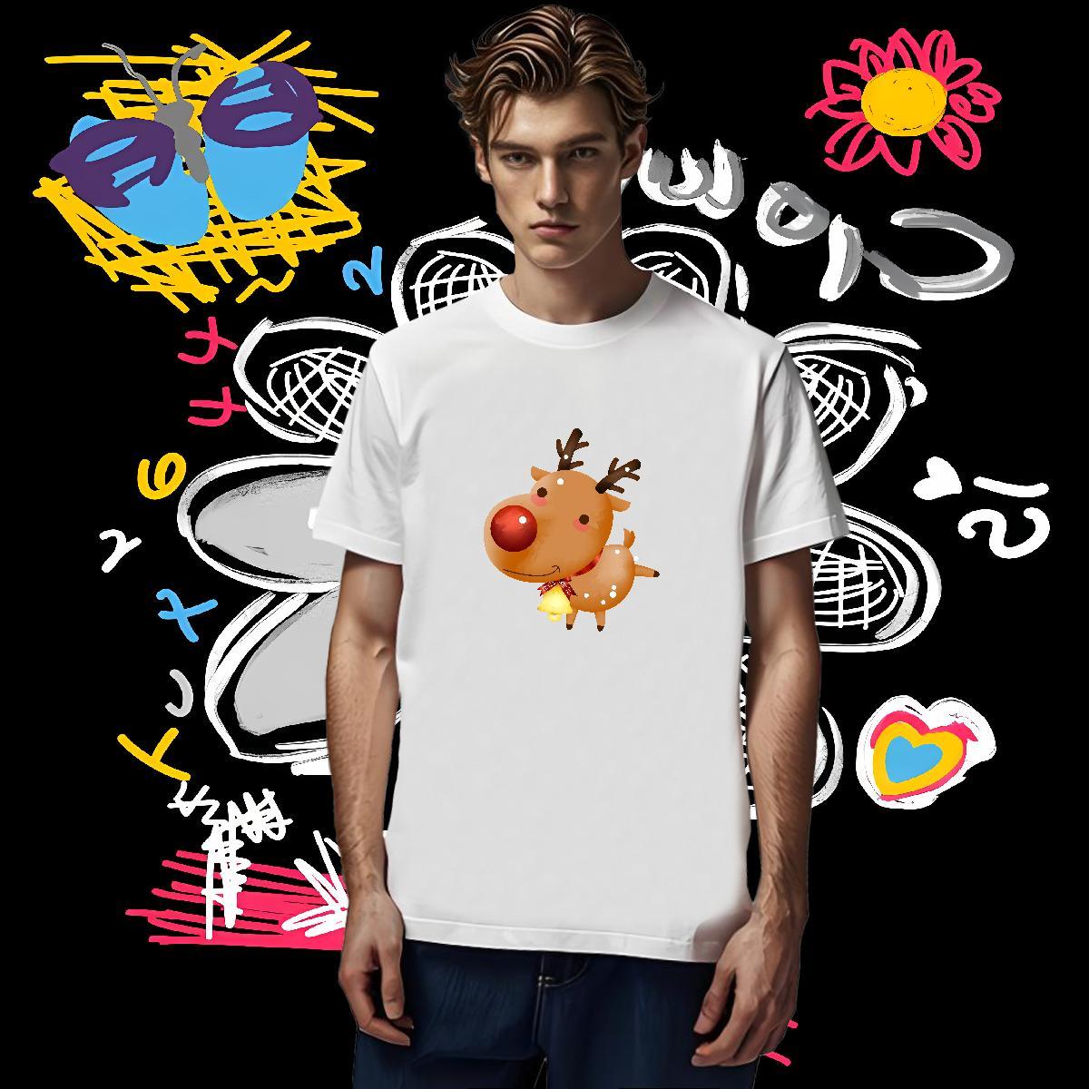 2024 DIY Man T Shirts 230g Pure Cotton Christmas Street Wear Tshirts Breathable Short Sleeve Popular Couples T Shirts Custom Cartoon