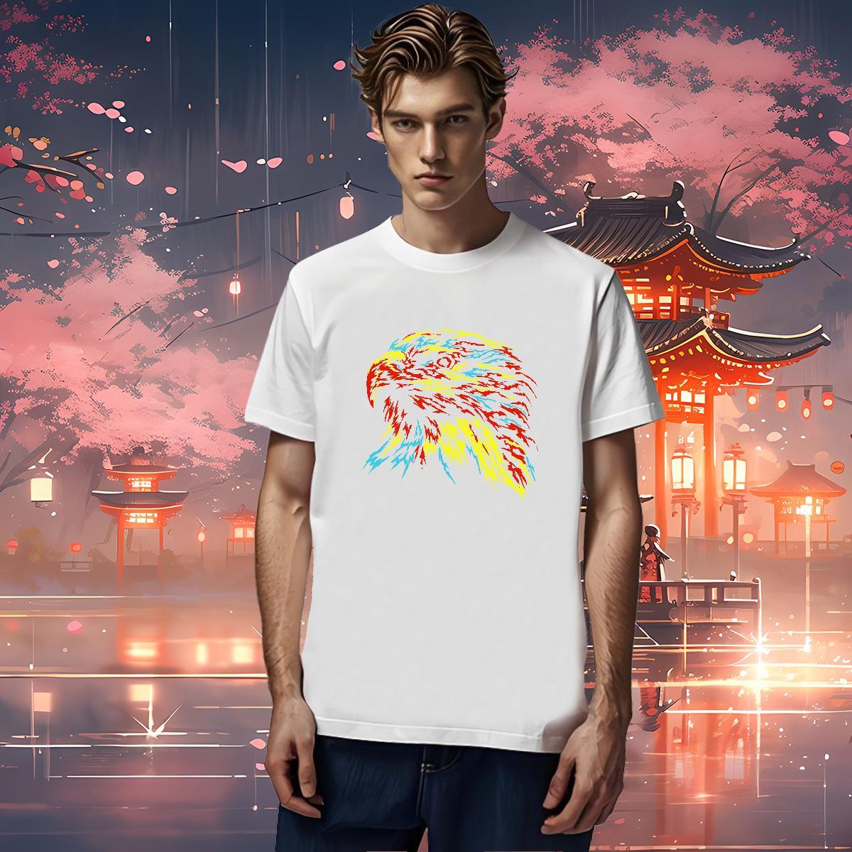 Men T Shirts 230g Cotton eagle Street Casual Short Sleeve O-Neck Plus Size Custom Tshirt for Man Woman DIY Customized Soft Clothes