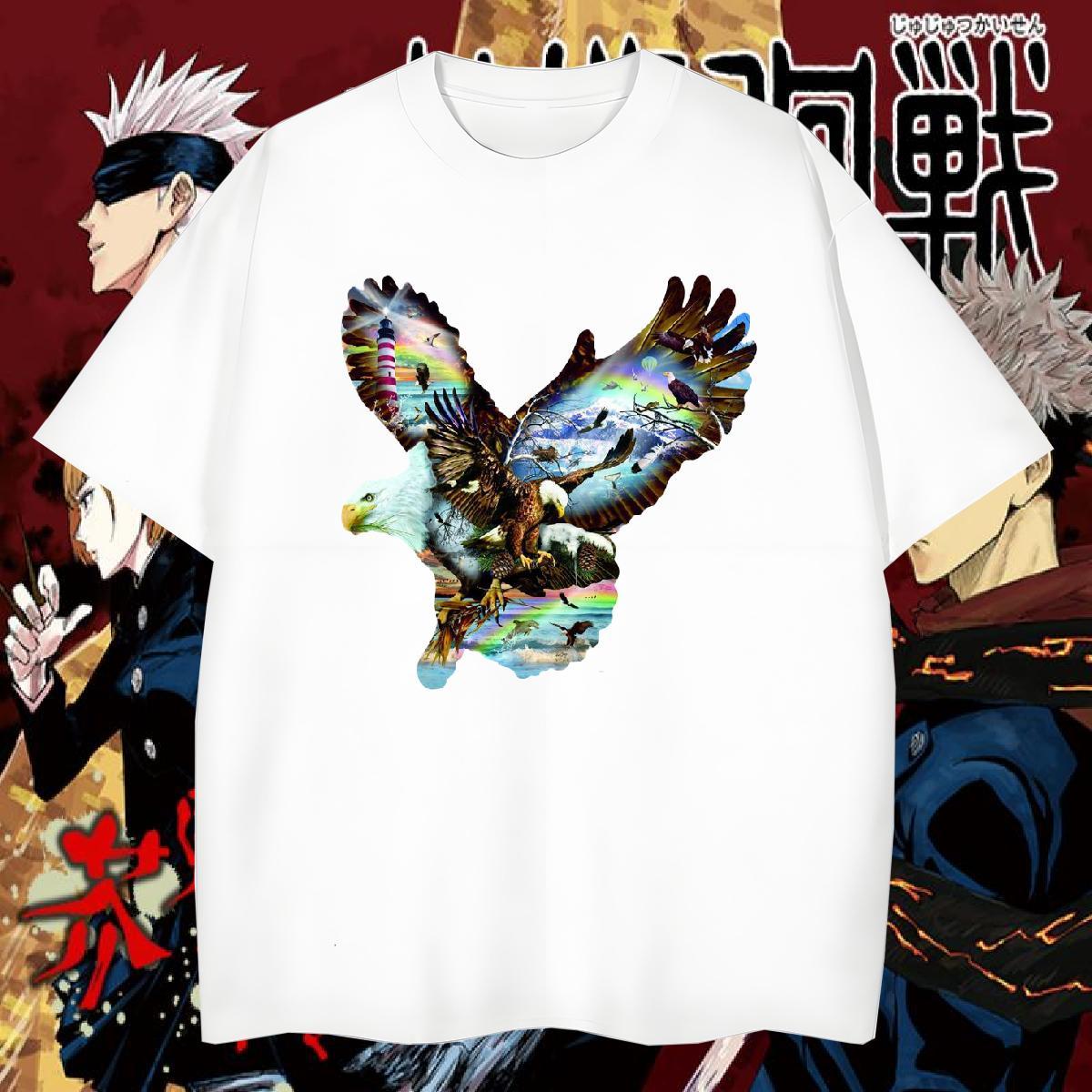 Free Shipping T-Shirts 230g 100% Cotton eagle Spring Summer Top Tees Short Sleeve O-Neck TOP Quality Couples T Shirts DIY Logo Oversized