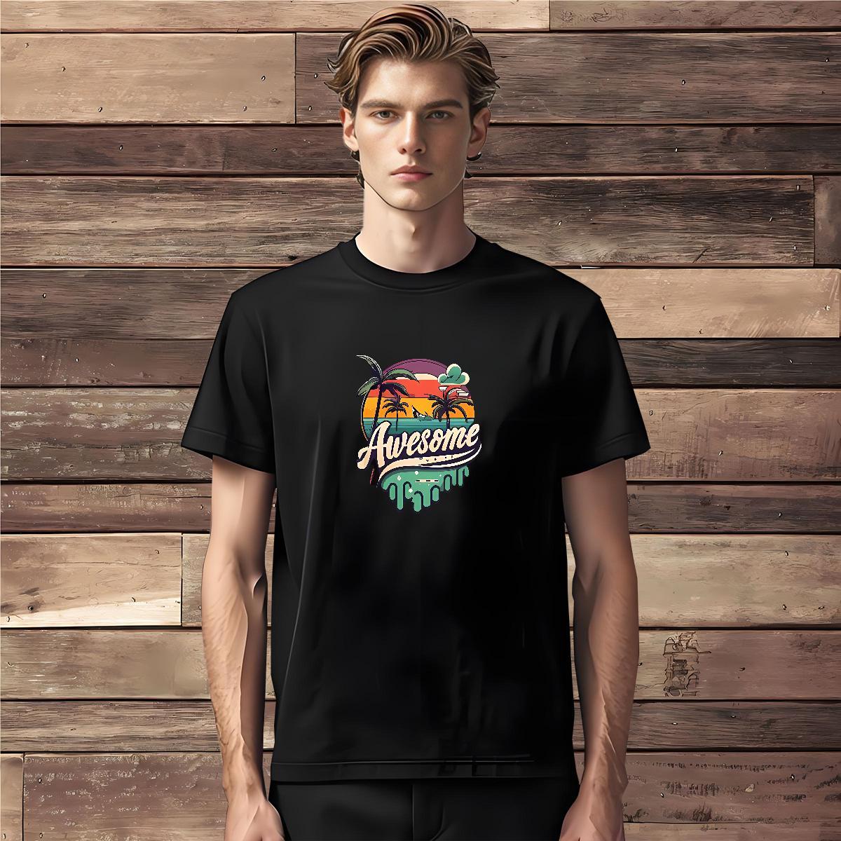 DIY Mens T Shirts 230g Cotton tree Daily Outfit Tees Shirts Pure Cotton Soft Men Tshirts Anime Print