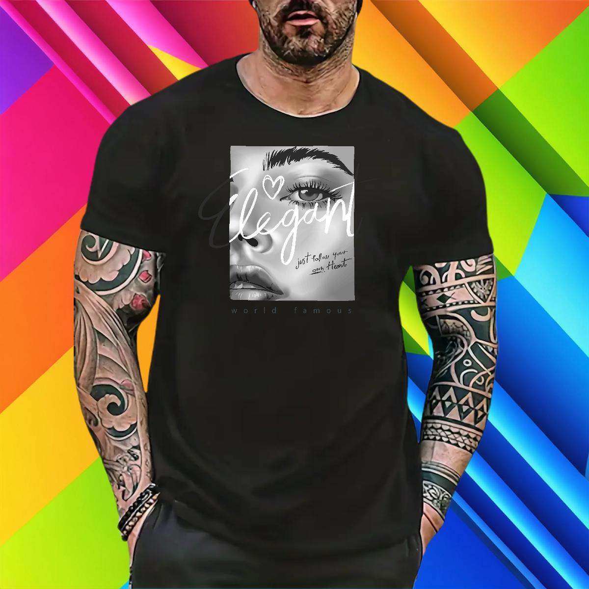 Men T Shirts 100% Cotton 230g eyes Daily Wear Breathable DIY Men Clothes T-Shirt Fashion Design TOP Quality Tee Shirt