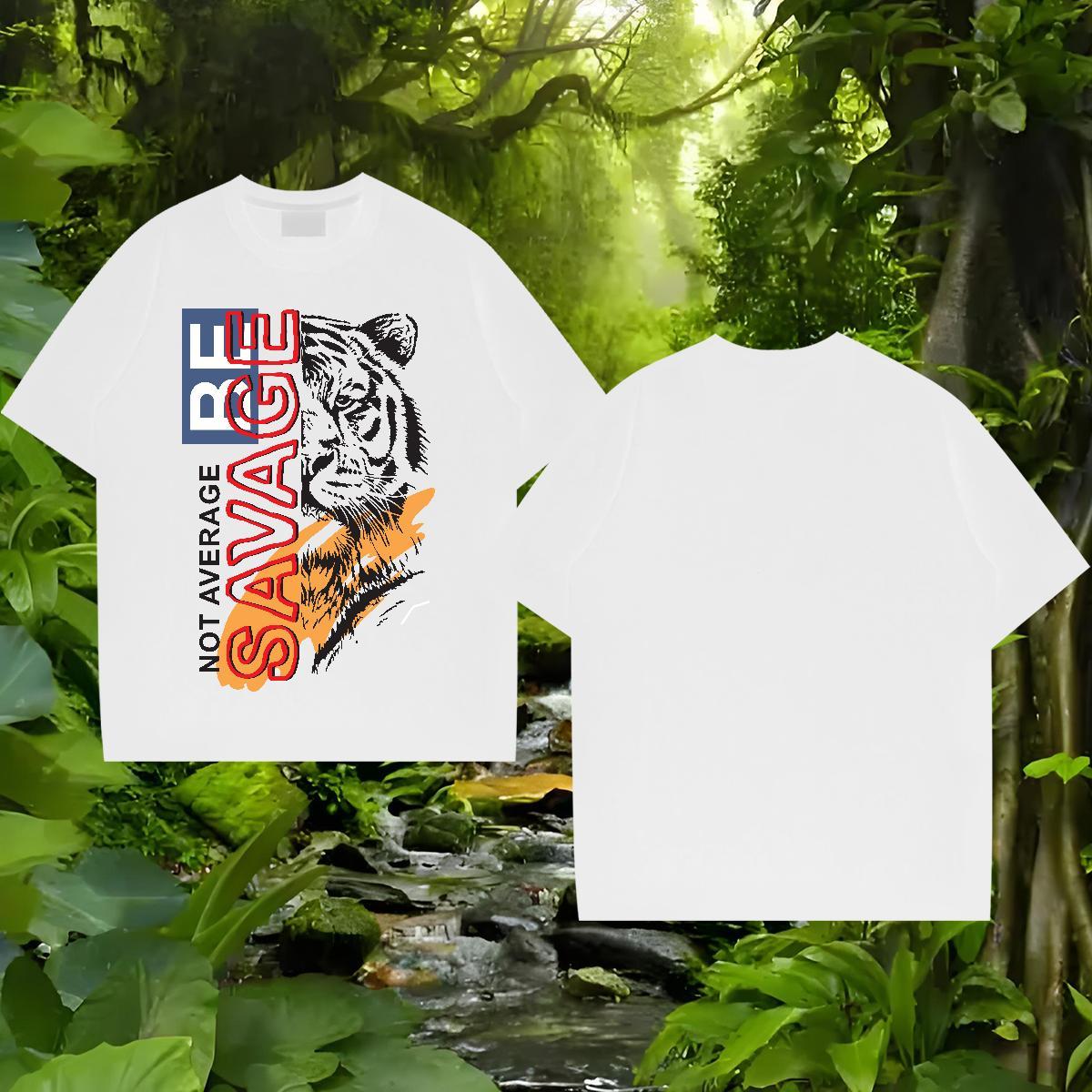 Factory Direct T-Shirts 230g 100% Cotton tiger Hip Hop Street Tops Tees Breathable Crew Neck Classic Mens Tshirts Cartoon Printing L-4XL