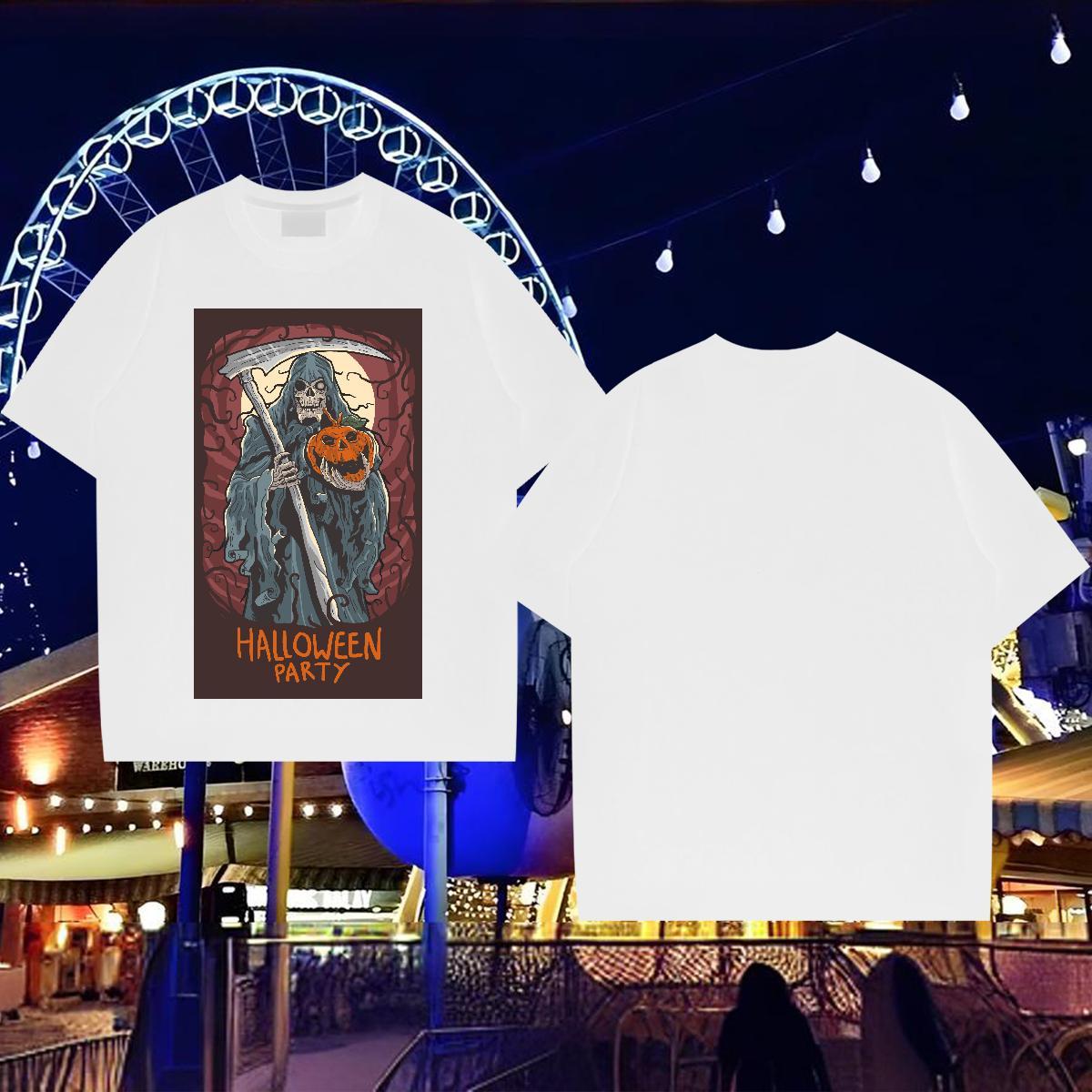 Stylist Man T Shirts 230g 100% Cotton demon Street Wear Tops Shirt Breathable Crew Neck Cool Men Tops Tees Anime Print