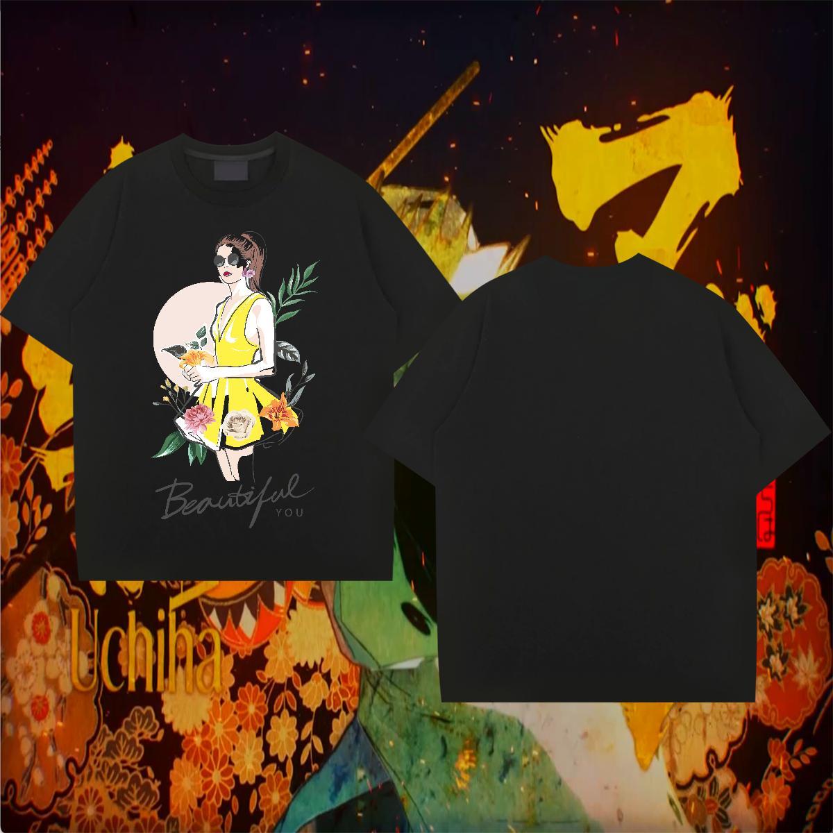 Mens T Shirts 230g 100% Cotton person Hip Hop Breathable Short Sleeve Floral Print Tshirts New Designer Loose Fit Clothes