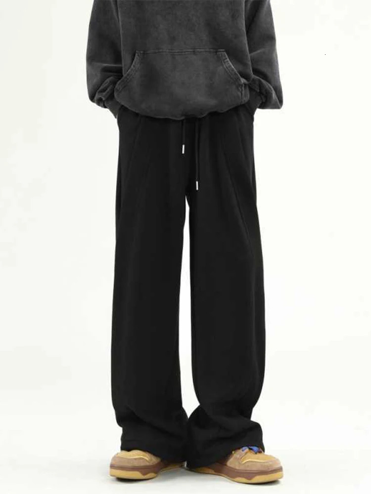 HOUZHOU Wide Leg Sweatpants Men Oversize Gray Sports Pants Sportswear Casual Trousers Male Loose Korean Streetwear Hip Hop 240806