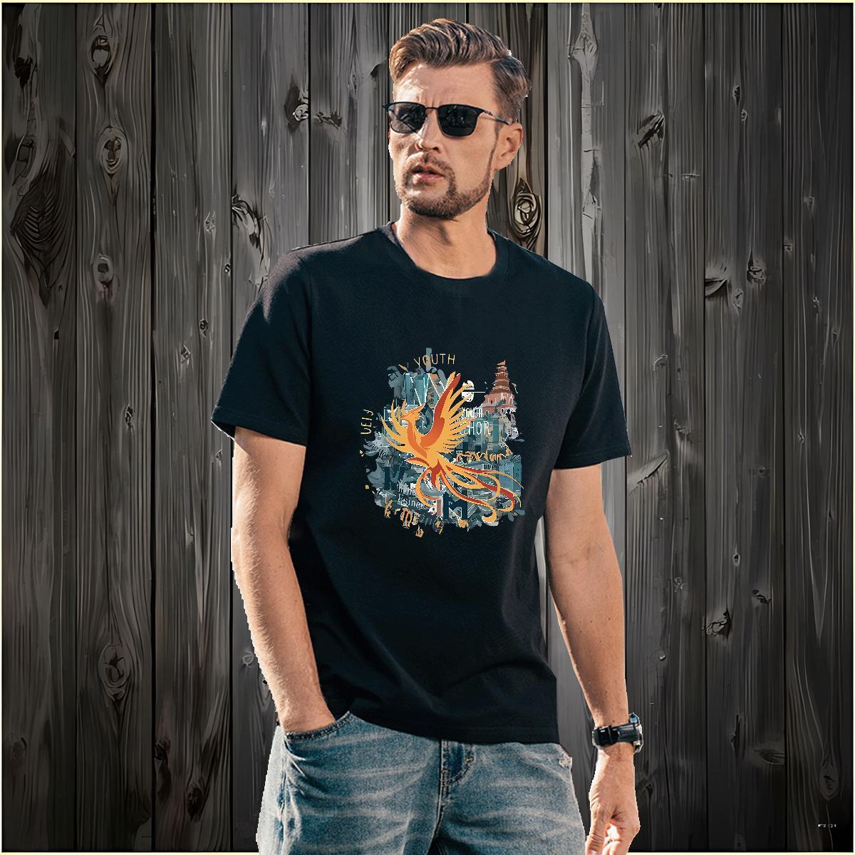 Designer Fashion Mens T Shirts 230g Cotton bird Hip Hop Street Clothes Breathable Soft Men Tees DIY Printed