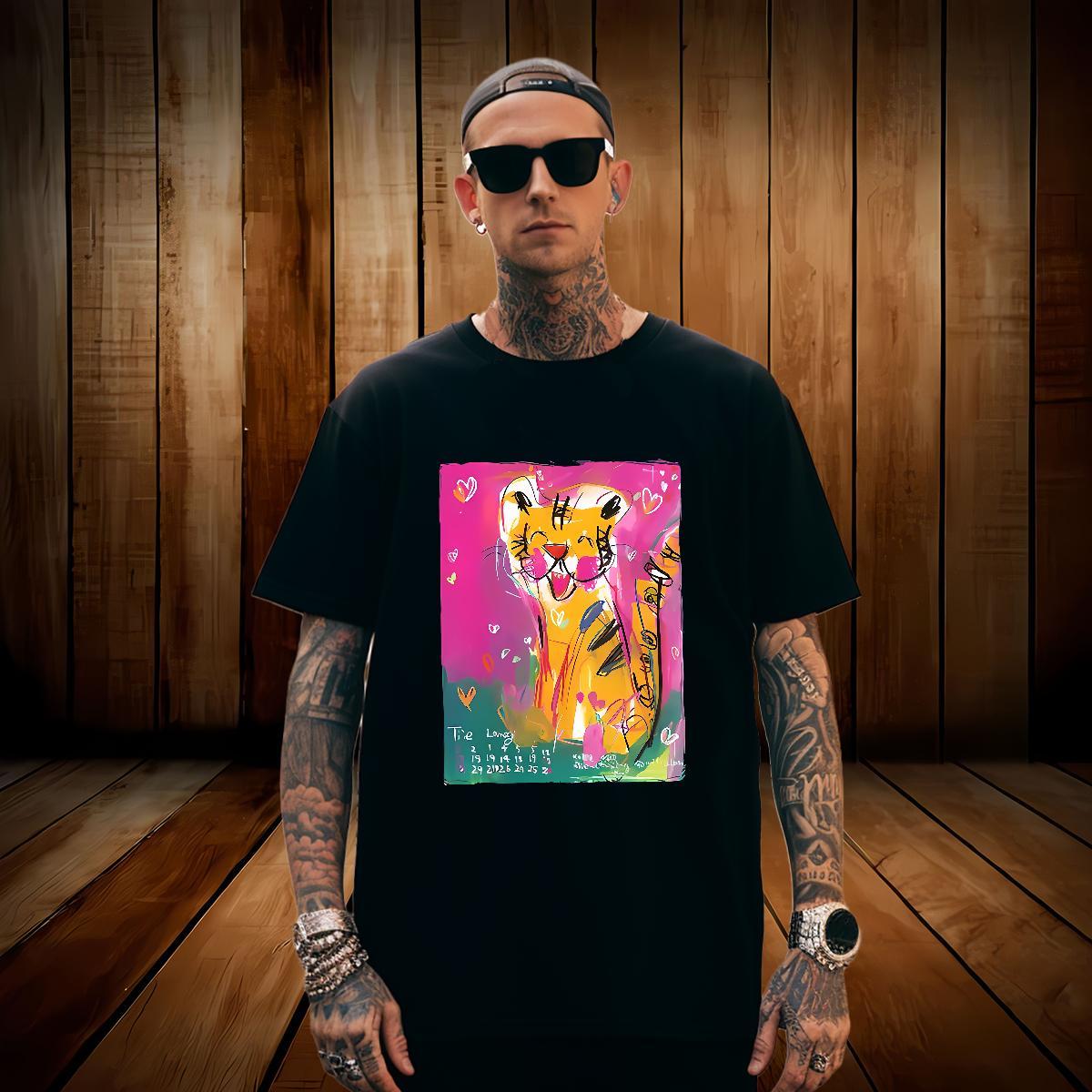 Popular Tshirts 230g Cotton tiger T-Shirts Sport Breathable Plus Size Custom Stylist Tops Shirt