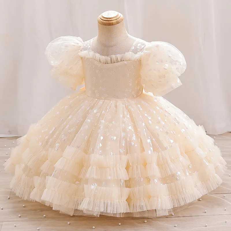 Fashion princess dress girls mesh lace short sleeved baby ball dress summer childrens dress 1-6 years oldW240720