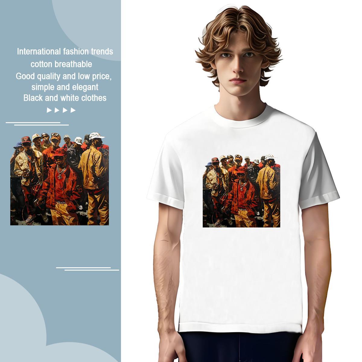 Mens T Shirts 100% Cotton 230g character Sports Casual Round Neck Short Sleeve Custom Printing Tshirt for Man Woman Stylist Loose Fit Wear