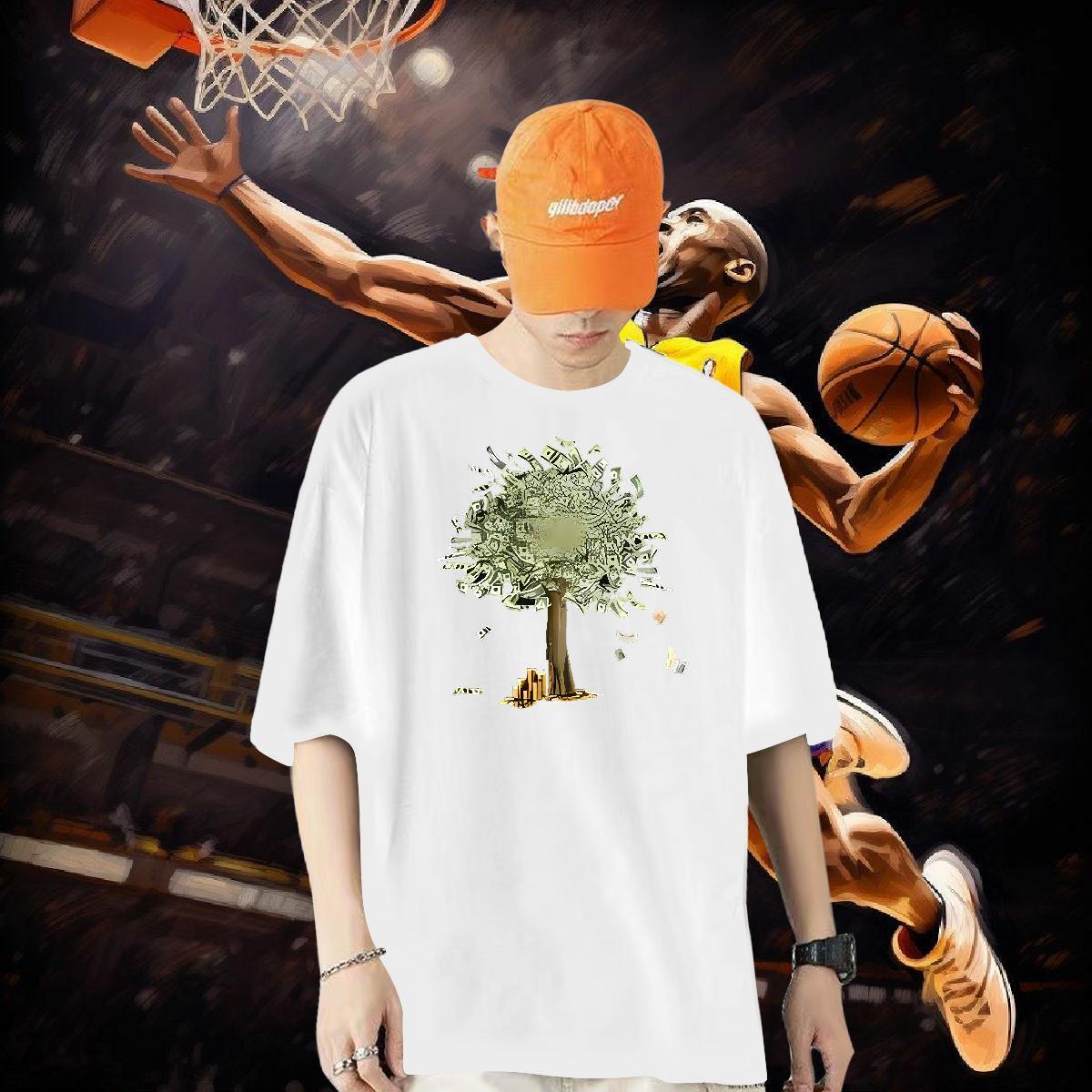 2024 New Man T Shirts 100% Cotton 230g tree Outdoor Polos O Neck Short Sleeves Cool Design Tshirts Oversized 3XL 4XL