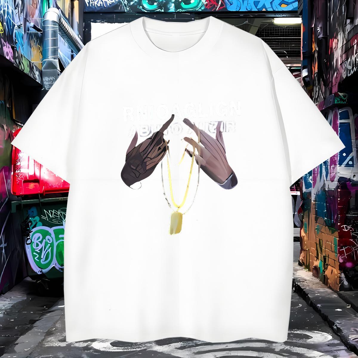 T-Shirts 230g 100% Cotton hands Casual Beach Breathable Soft Anime Mens Tshirts 2024 New Wholesale Tees