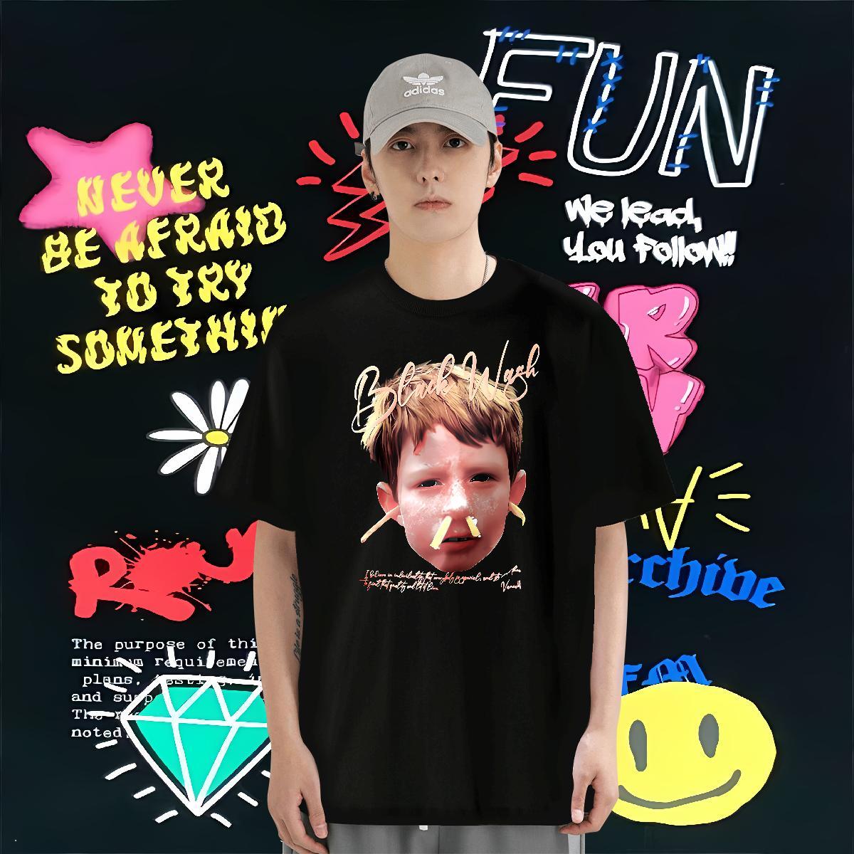 T Shirts Men 230g Pure Cotton portrait Outdoor Crew Neck Oversized 4XL Tshirt for Man Woman New Unisex Top Tees