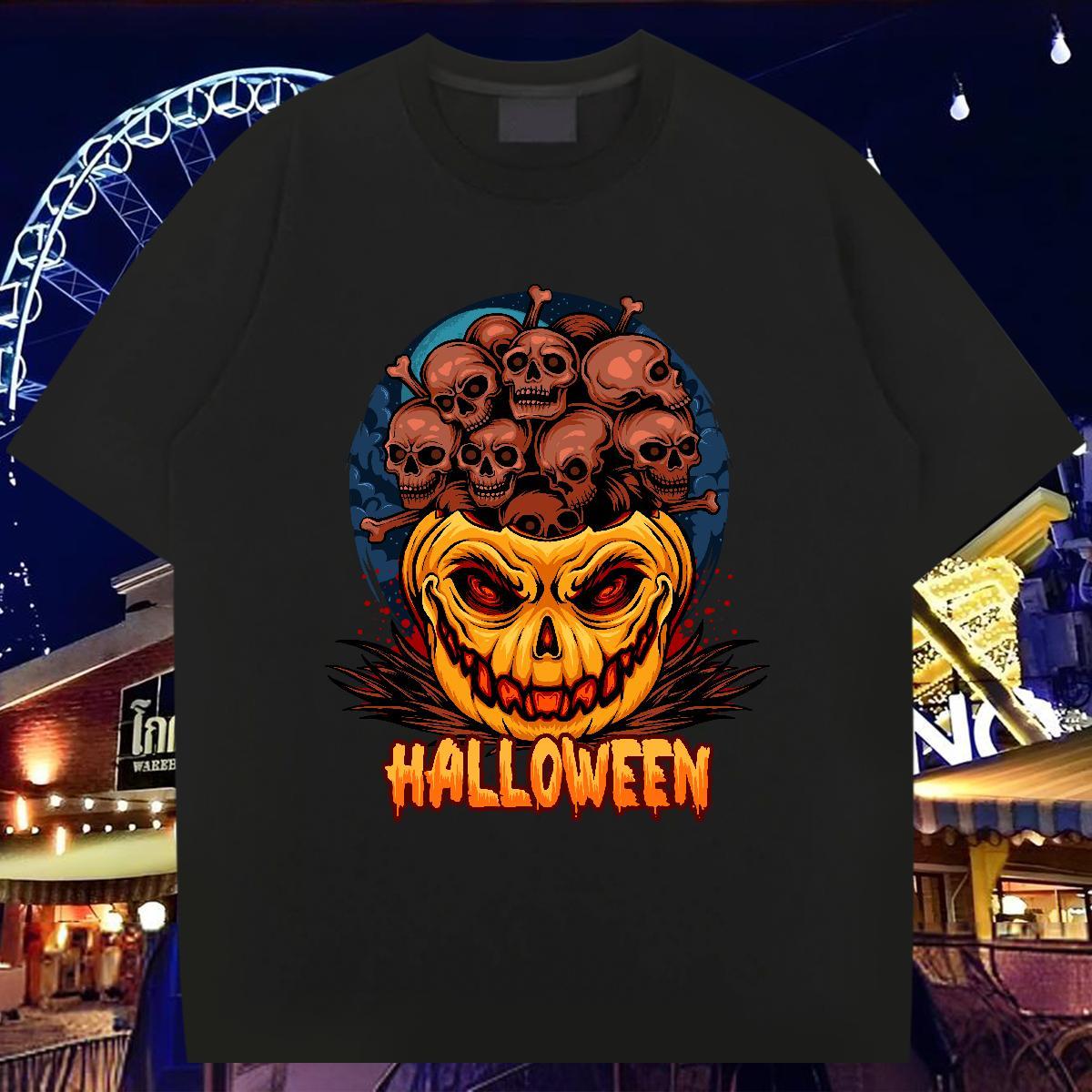 Man T Shirts 230g Pure Cotton Halloween Outdoor Crew Neck Breathable Custom Print Oversized Tshirt for Man Woman Fashion High Quality Tshirts