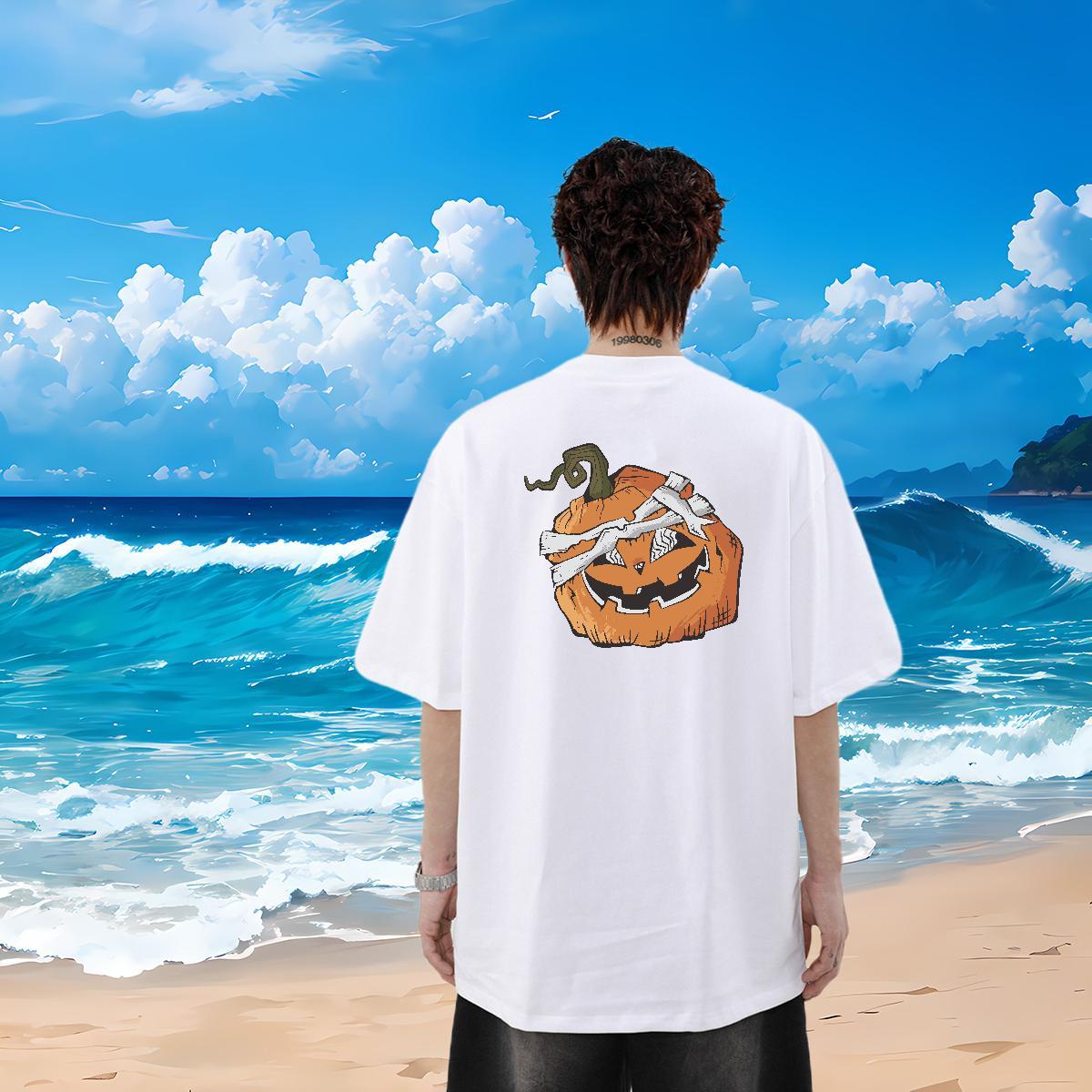 New Arrival Man T Shirts 230g Pure Cotton pumpkin Sports Casual Tshirts O Neck Short Sleeves Cool Men Tees Skull