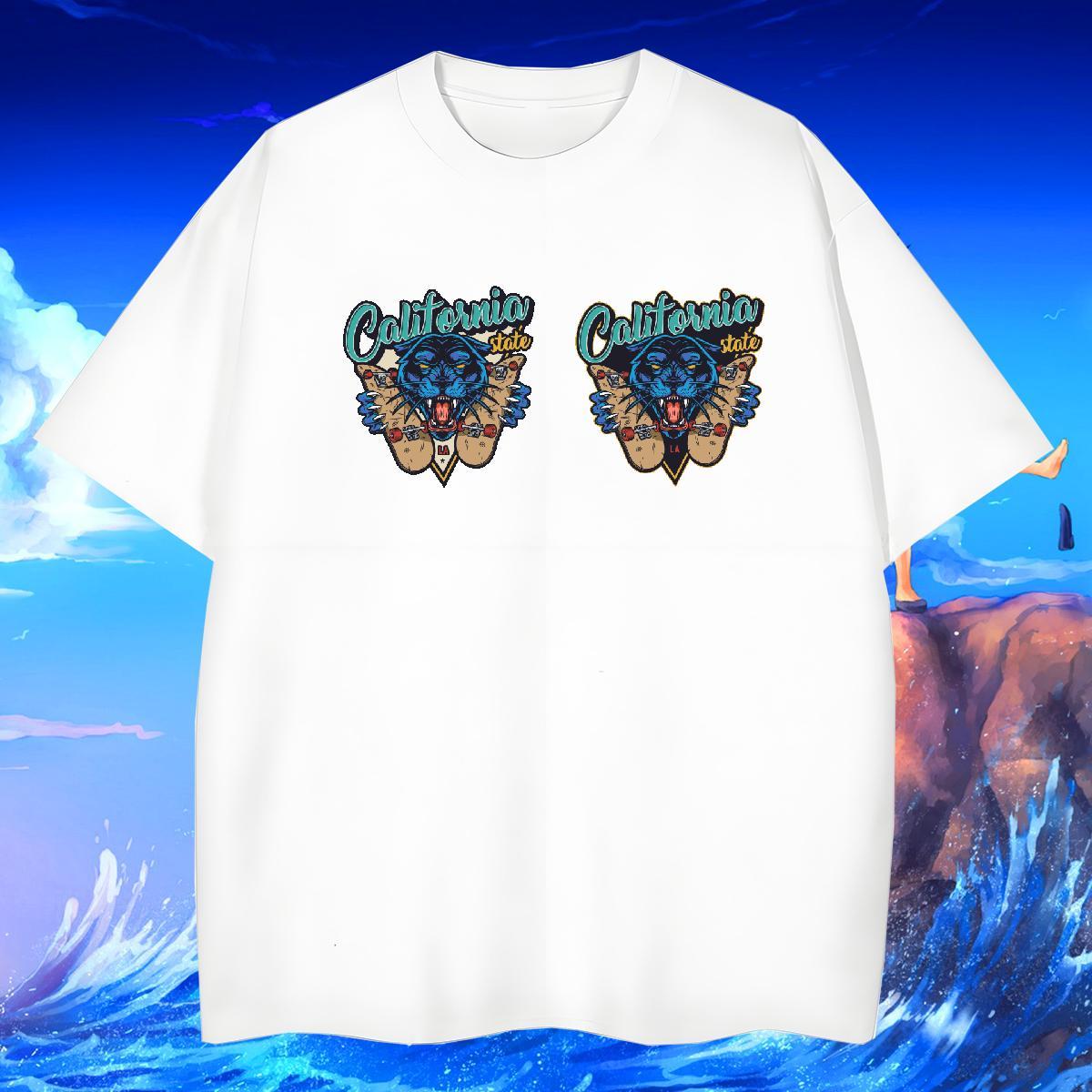 Free Shipping T-Shirts for Men 230g Pure Cotton leopard Outdoor Tops Tees O Neck Short Sleeves High Quality Tshirt for Man Woman DIY