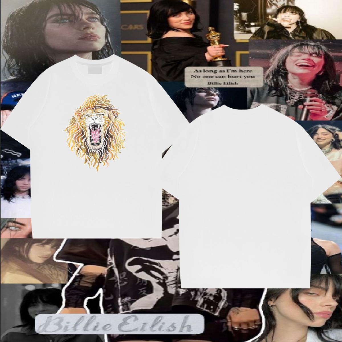 2024 Mens T Shirts 100% Cotton 230g lion Street Wear Clothings Breathable Crew Neck Cool Tshirts DIY Logo Oversized
