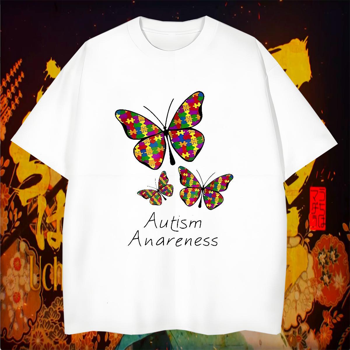 Free Shipping T-Shirts 230g Cotton Butterfly Daily Wear Polos Breathable Short Sleeve Unisex Men Tees Custom Big Size