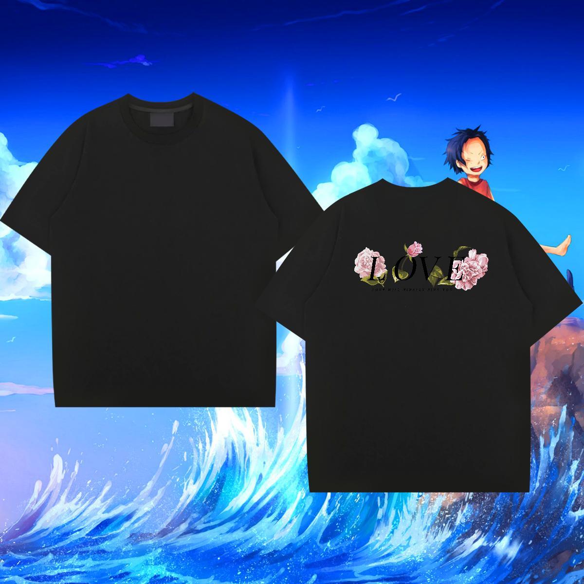 Designer T Shirt For Man 230g Pure Cotton flower Daily Outfit Tops Shirt Breathable Crew Neck High Quality Tshirts Customized Print