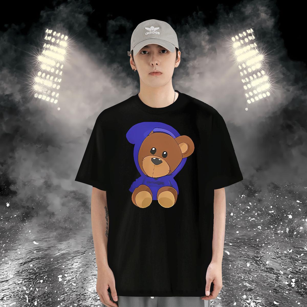 T-Shirts for Men 230g Cotton bear Sport Short Sleeve O-Neck Custom Big Size Men Tees 2024 DIY Wholesale Wear